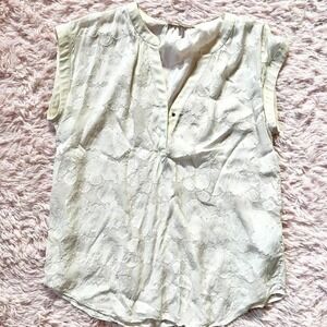 Banana Republic Cream Floral Minimalist Cottage Core Soft Girl Twee Capsule Top